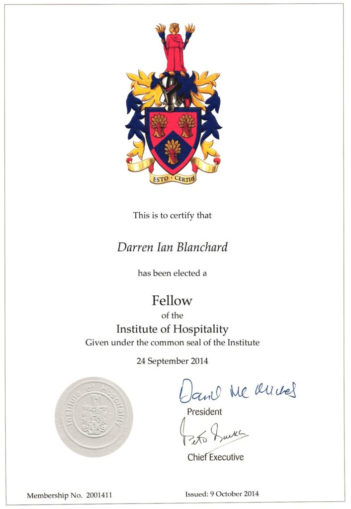 Hotel Development - Darren Blanchard - Fellow of the Institute of Hospitality